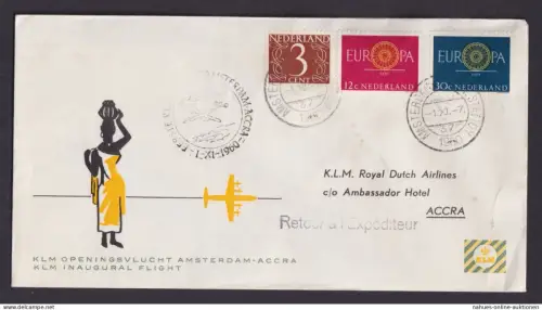 Flugpost Brief Air Mail Niederlande KLM Amsterdam Accra Ghana Afrika Westafrika