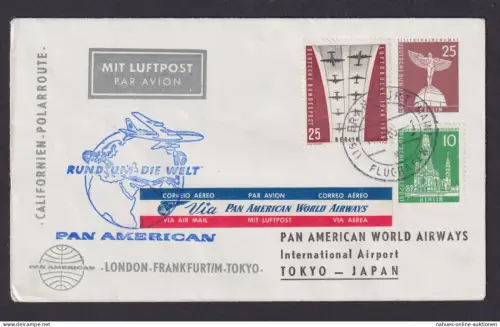 Flugpost Brief Air Mail Berlin Privatganzsache Stadtbilder ZUF Pan American Rund