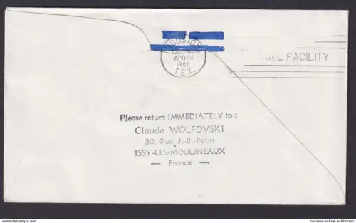 Flugpost Brief Air Mail Air France Erstflug Paris Frankreich Houston Texas USA
