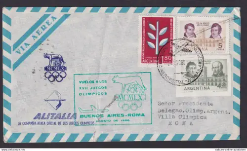 Flugpost Brief Air Mail Argentinien 725 Rvolution ungezähnt Alitalia Olympia auf
