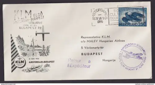 Flugpost Brief Air Mail KLM Amsterdam Niederlande Budapest Ungarn 1956