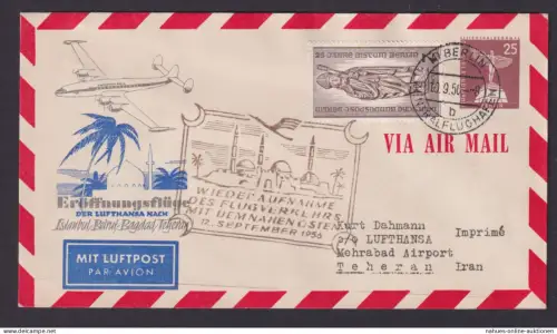 Flugpost Brief Air Mail Berlin Privatganzsache Stadtbilder Lufthansa Naher Osten