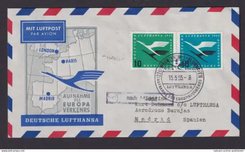 Flugpost Brief Air Mail Lufthansa schöner Beleg Bund MIF 206-207 München
