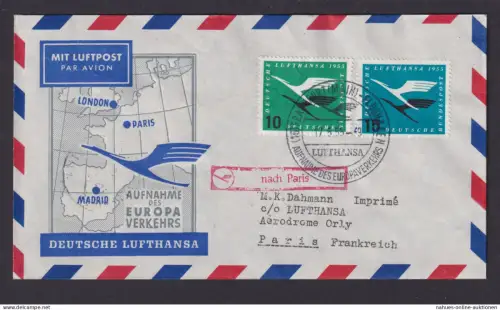 Flugpost Brief Air Mail Lufthansa schöner Beleg Bund MIF 206-207 München