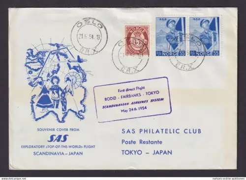 Flugpost Brief Air Mail SAS Norwegen Scadinavia Tokio Japan toller Umschlag