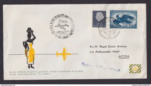 Flugpost Brief Air Mail Niederlande KLM Amsterdam Accra Ghana Afrika Westafrika