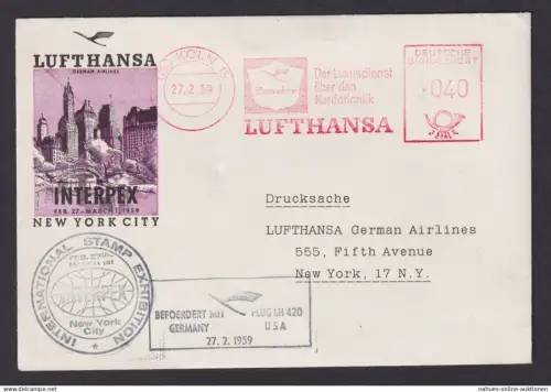 Briefmarken Flugpost Brief Air Mail Bund BRD Lufthansa AFS Absenderfreistempel