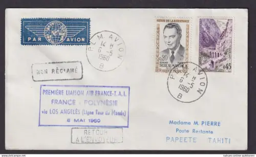 Flugpost Brief Air Mail inter. Destination Frankreich Franz. Polynesien Papeete