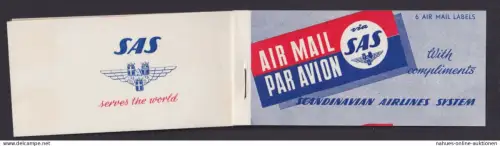 Flugpost Brief Air Mail SAS 6 Air mail Labels komplett Luxus postfrisch MNH