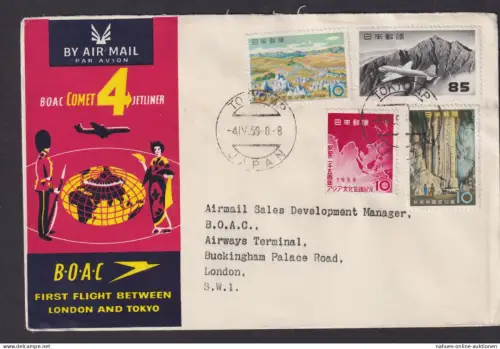 Flugpost Brief Air Mail B.O.A.C. Comet 4 Jetliner Erstflug London Großbritannien