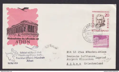 Flugpost Brief Air Mail Berlin Bauten Lufthansa LH 194 A München BPA Athen