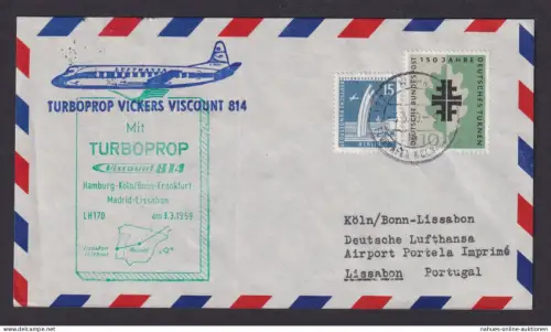 Flugpost Brief Air Mail MIF Bund Berlin Turboprop Vickers Viscount 814 Hamburg