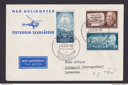 Helikopter Flugpost Brief Air Mail MED Sockhilm Skärgarden Zuleitung DDR Berlin