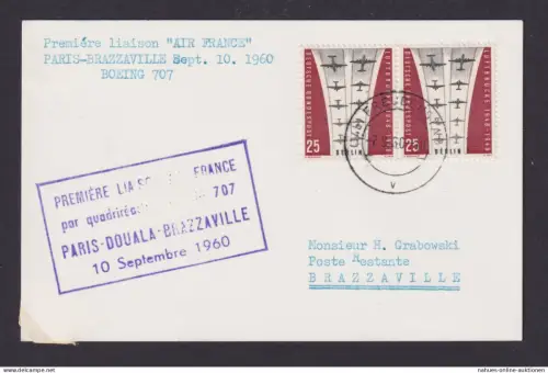 Flugpost Brief Air Mail Air France Paris Brazzaville Paar Berlin Freudenstadt