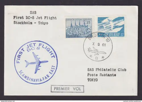 Flugpost Brief Air Mail SAS Erstflug DC 8 Jet Stockholm Schweden Tokio Japan ab