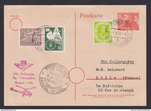 Helikopter Flugpost Brief Air Mail Berlin Ganzsache Bauten + schöne ZuF Posthorn