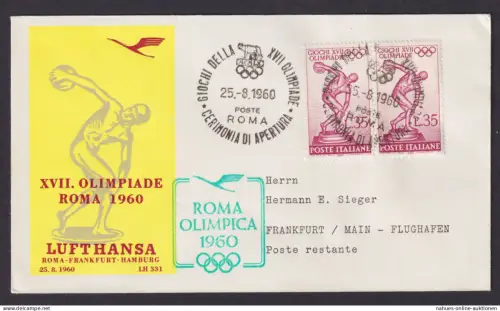 Flugpost Brief Air Mail Lufthansa Italien schöne MEF Rom Frankfurt Hamburg XVII