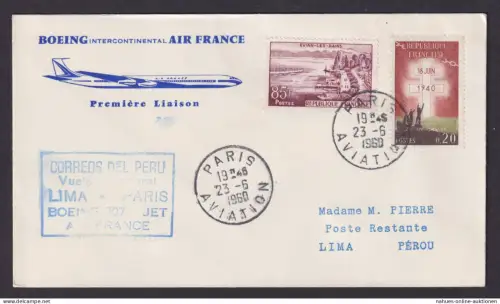 Flugpost Brief Air Mail Air France Frankreich Boeing 707 Paris Lima Peru
