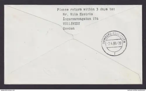 Flugpost Brief Air Mail SAS Caravelle Erstflug Oslo Norwegen Hamburg 1.4.1960