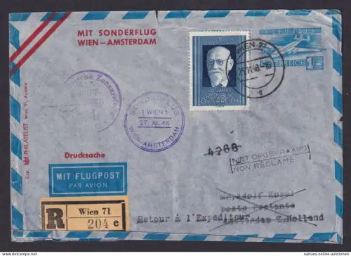 Flugpost Brief Air Mail Österreich Privatganzsache ZuF Sonderflug Wien Amsterdam