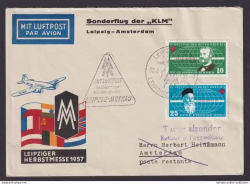 Flugpost Brief Air Mail KLM Sonderflug Leipzig Amsterdam auf tollem Umschlag