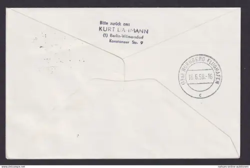 Flugpost Brief Air Mail Berlin Privatganzsache + Bund ZuF Pan American Erstflug