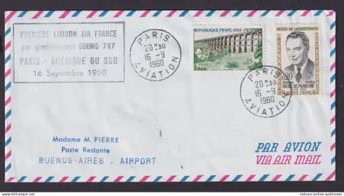 Flugpost Brief Air Mail Air France Frankreich Erstflug Paris Südamerika Buenos