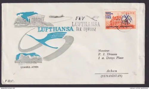 Flugpost Air Mail Brief Lufthansa Türkei Istanbul Athen Griechenland