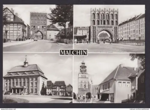 Ansichtskarte Malchin Mecklenburg Vorpommern Steintor Kalensches Tor Rathaus