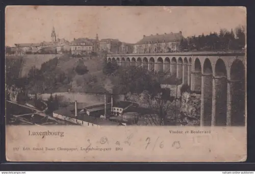 Ansichtskarte Luxemburg Viadukt Brücke Boulevard Prachtstrasse nach Metz