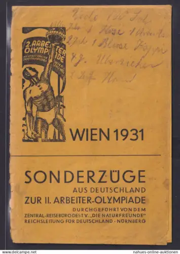 Eisenbahn Wien Österreich Sport Olympia schön gestaltetes Art Deco Fahrtenheft