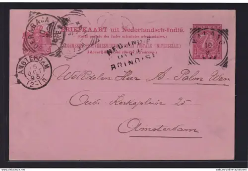 Niederländisch Indien Ganzsache 7 1/2 cent ab Waiaag Indonesien via Soerabaja