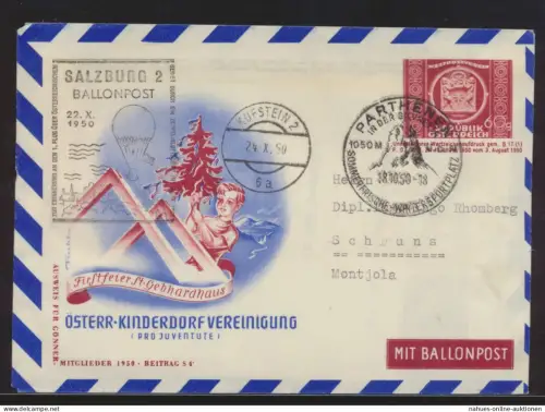 Flugpost airmail Ballonpost Ballon Post Österreich 60g UPU Privatganzsache