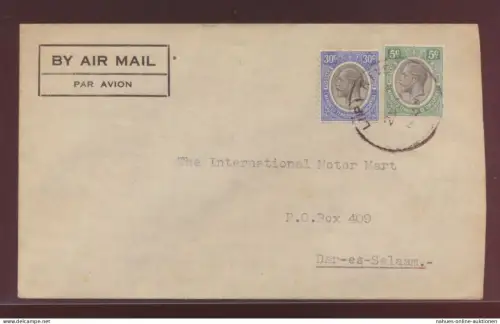 Gold Flugpost airmal Tansania Lupa River Goldfield Goldfeld Flug Cover 30 + 5c