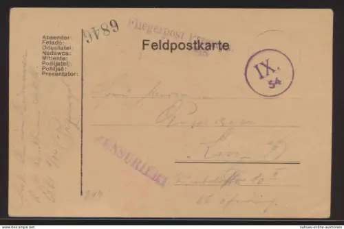 Flugpost air mail Polen viol. L1 Fliegerpost aus der Belagerung Przemysl Zensur