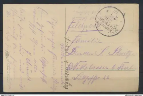 D. Reich Marine Schiffspost MSP Nr. 208 2.4.1908 Vorposten-Halbflotille-West
