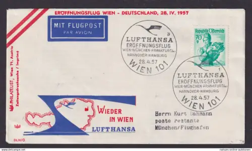 Flugpost Brief Air Mail Österreich Lufthansa Wien München Flughafen schöner SST