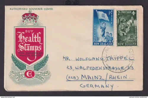 Flugpost Neuseeland Brief Auckland God save the Queen schöner Umschlag Mainz