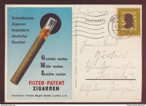 Ansichtskarte Stuttgart Fernsehturm Reklame Zigaretten Zigarren Rauchen Saalfeld