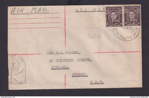 Australien Übersee Brief MEF 3d Rotes Kreuz Schiffspost Sydney New South Wales