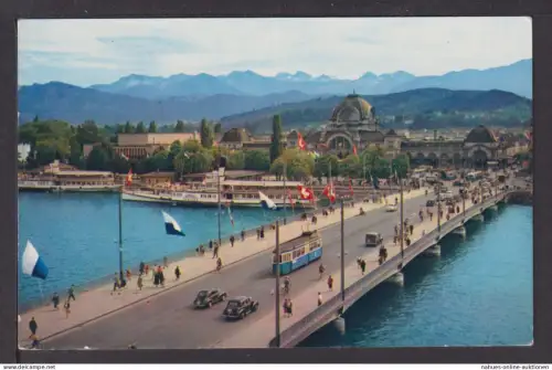 Ansichtskarte Luzern Schweiz Sebrücke mit Alpen Lüttich Belgien