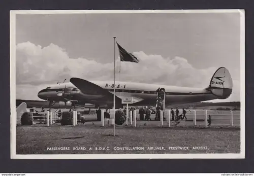 Flugpost Ansichtskarte Großbritannien BOAC Passengers Constellation Airliner