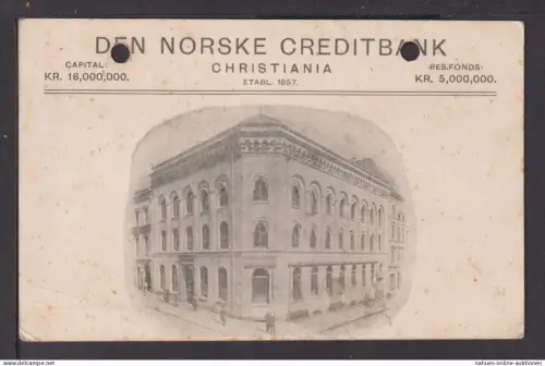 Norwegen Reklame Privatganzsache Den Norske Creditbank Christiania Mängel