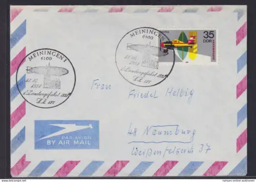 Flugpost DDR Zeppelin attraktiver Stempel Meinigen Landungsfahrt LZ 127 1931