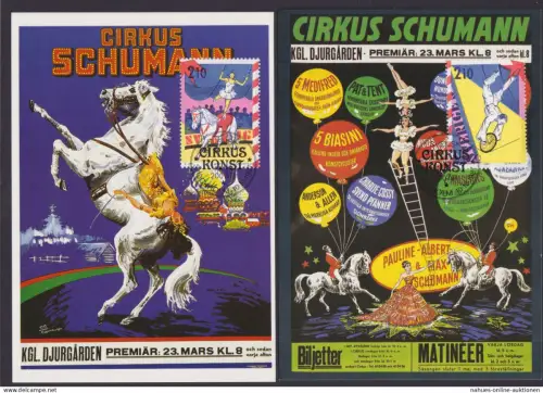 Europa Schweden Zirkus tolles Los 1450-1452 Zusammendruck FDC + 3 Maximumkarten