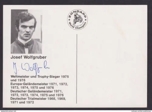 Autograph Autogramm Sport Motorrad Reklame Zündapp Josef Wolfgruber Weltmeister