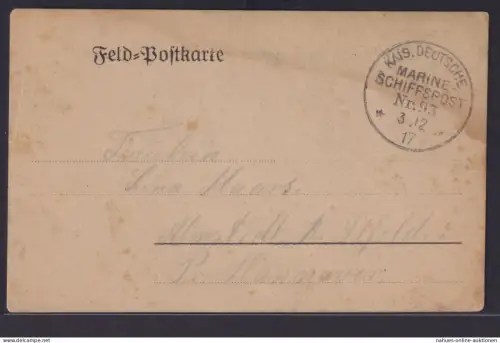MSP Marine Schiffspost S.M.S. Kronprinz vorgedruckte Feldpostkarte Marine