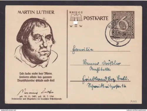 Deutsches Reich Breslau Ganzsache Motiv Martin Luther