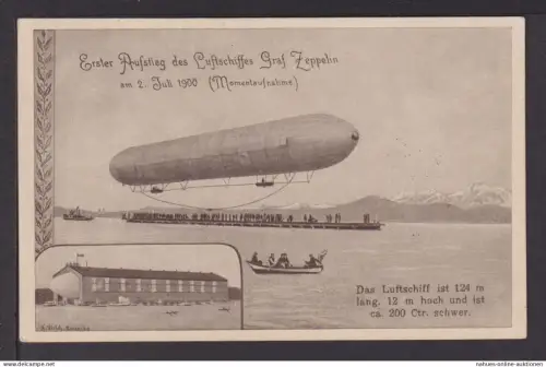 Flugpost Zeppelin Deutsches Reich gute Ansichtskarte 1. Aufstieg Luftschiff
