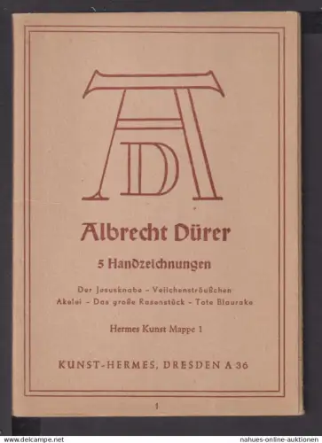 Ansichtskarte Albrecht Dürer Kunstmappe 5 Karten Handzeichnungen